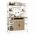 Étagère de cuisine en bois et métal avec rangement pour bouteilles et porte-verres