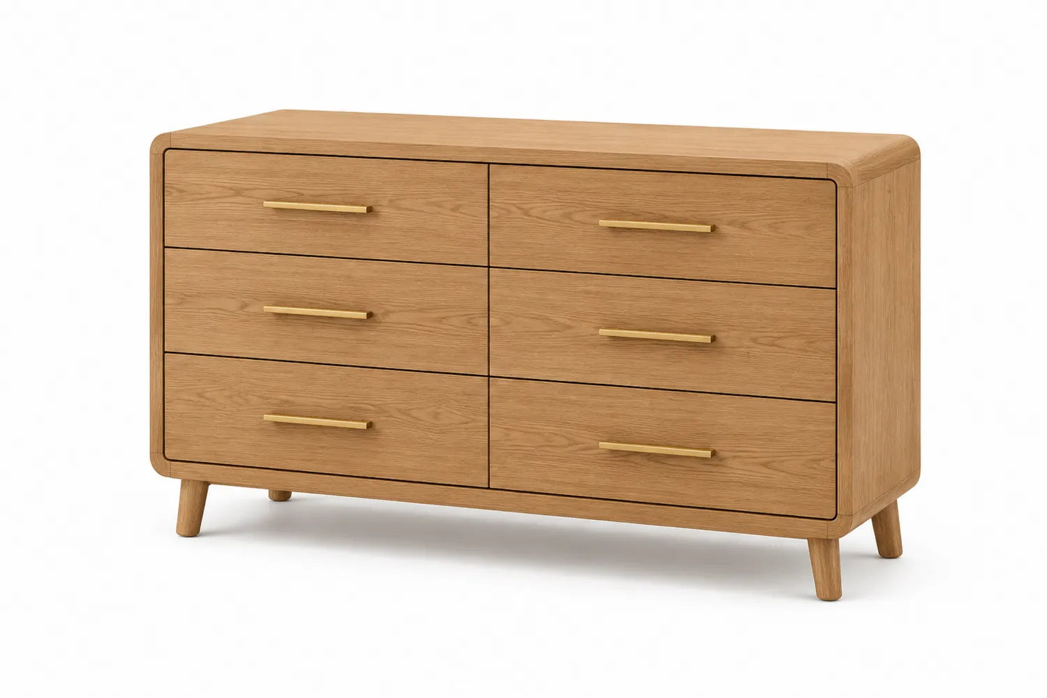 Commode en Bois avec 6 Tiroirs en Chêne, 120x40x80 cm