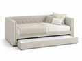 Lit gigogne en polyester beige avec matelas 200x90 cm