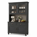 Buffet en bois avec portes vitrées et tiroirs Noir