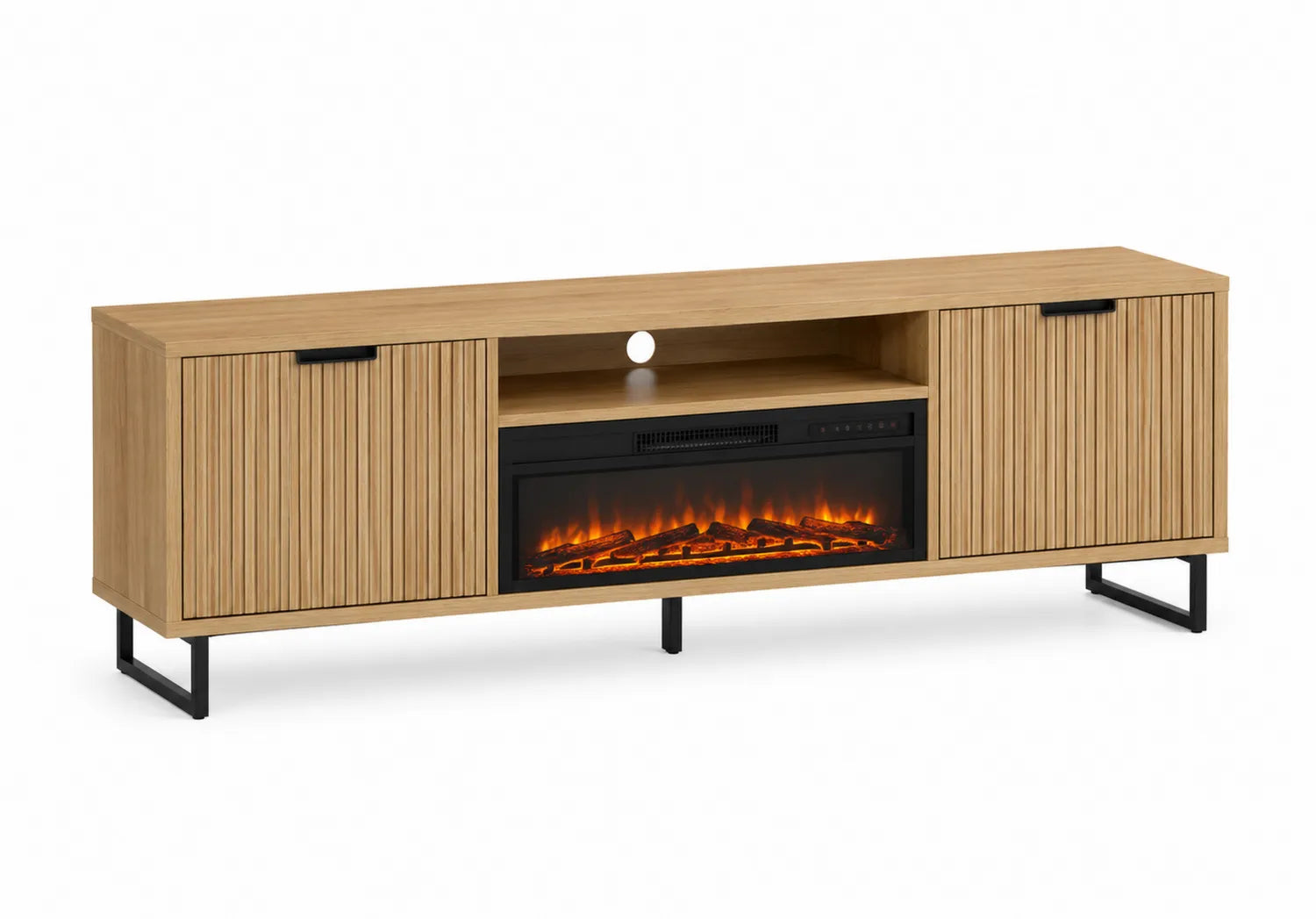 Meuble TV avec Cheminée Intégrée en Bois de Chêne 180x50x45 cm