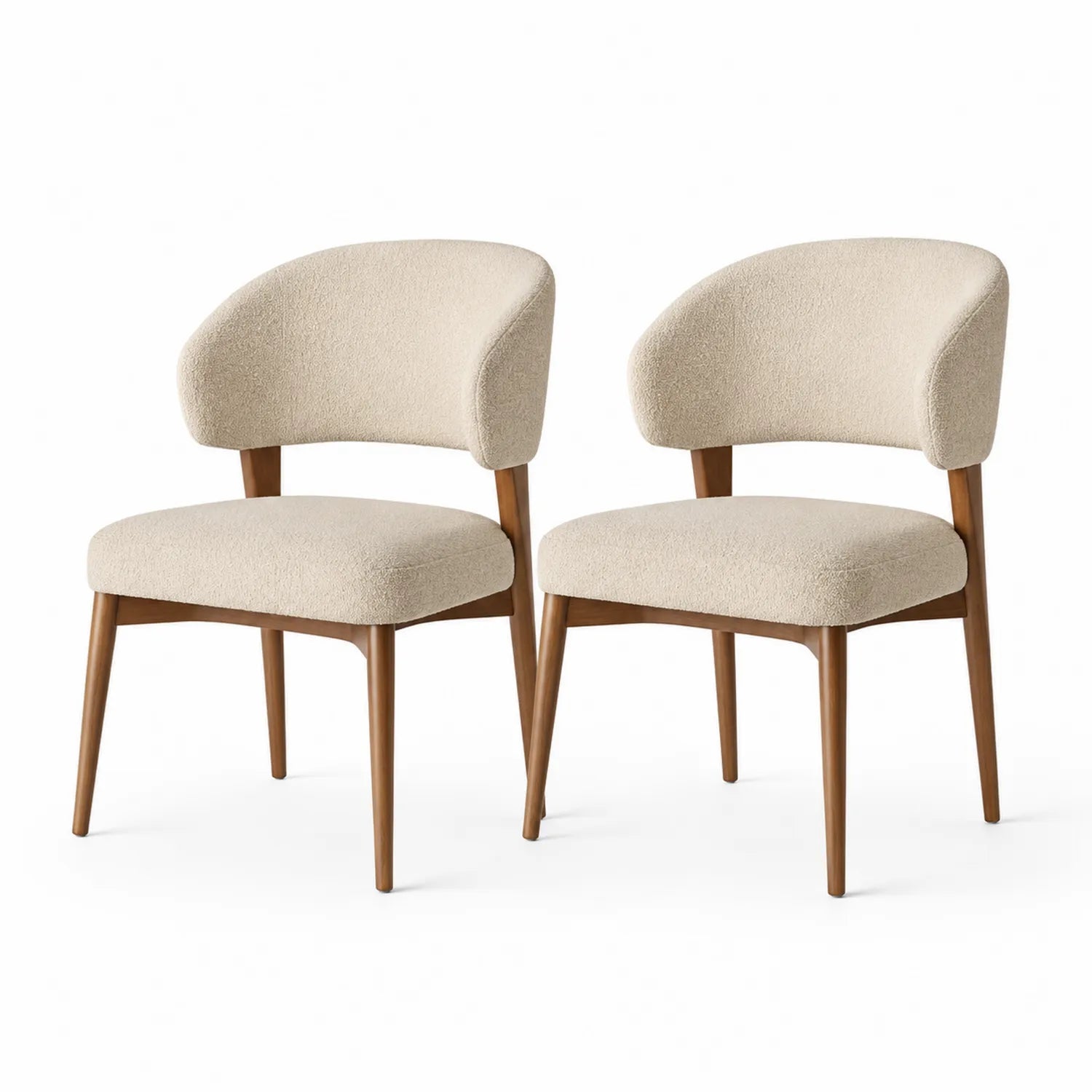 Lot de 2 chaises de salle à manger en tissu avec pieds en bois