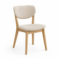 Chaise en bois de hêtre avec assise en tissu beige