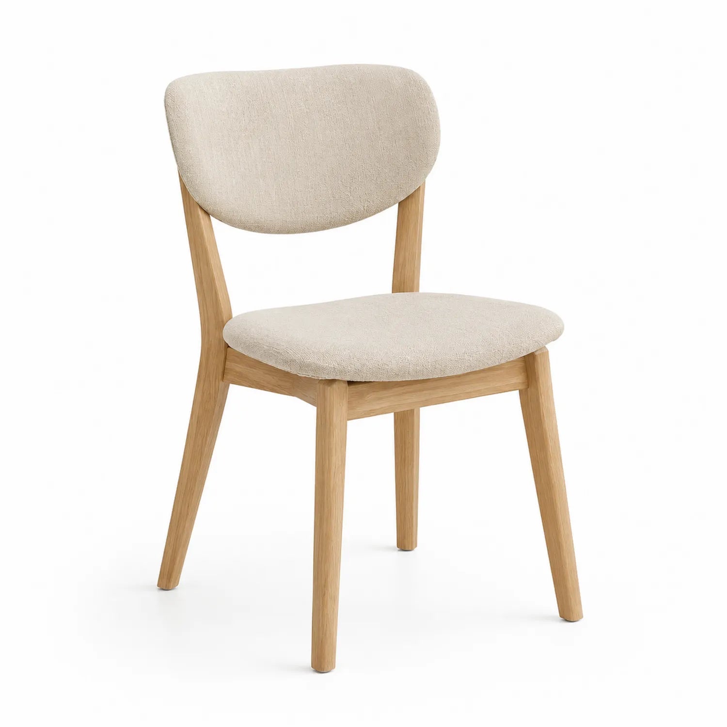 Chaise en bois de hêtre avec assise en tissu beige