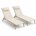 Ensemble de 2 transats en aluminium et toile beige