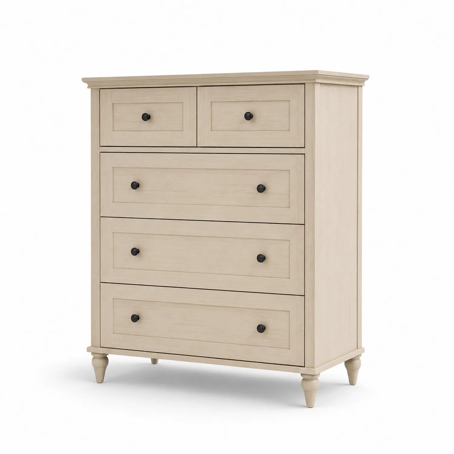 Commode en bois 5 tiroirs finition chêne