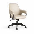 Chaise de bureau pivotante en cuir synthétique beige