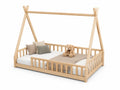 Lit tipi en bois de pin avec matelas et coussins 140x70 cm