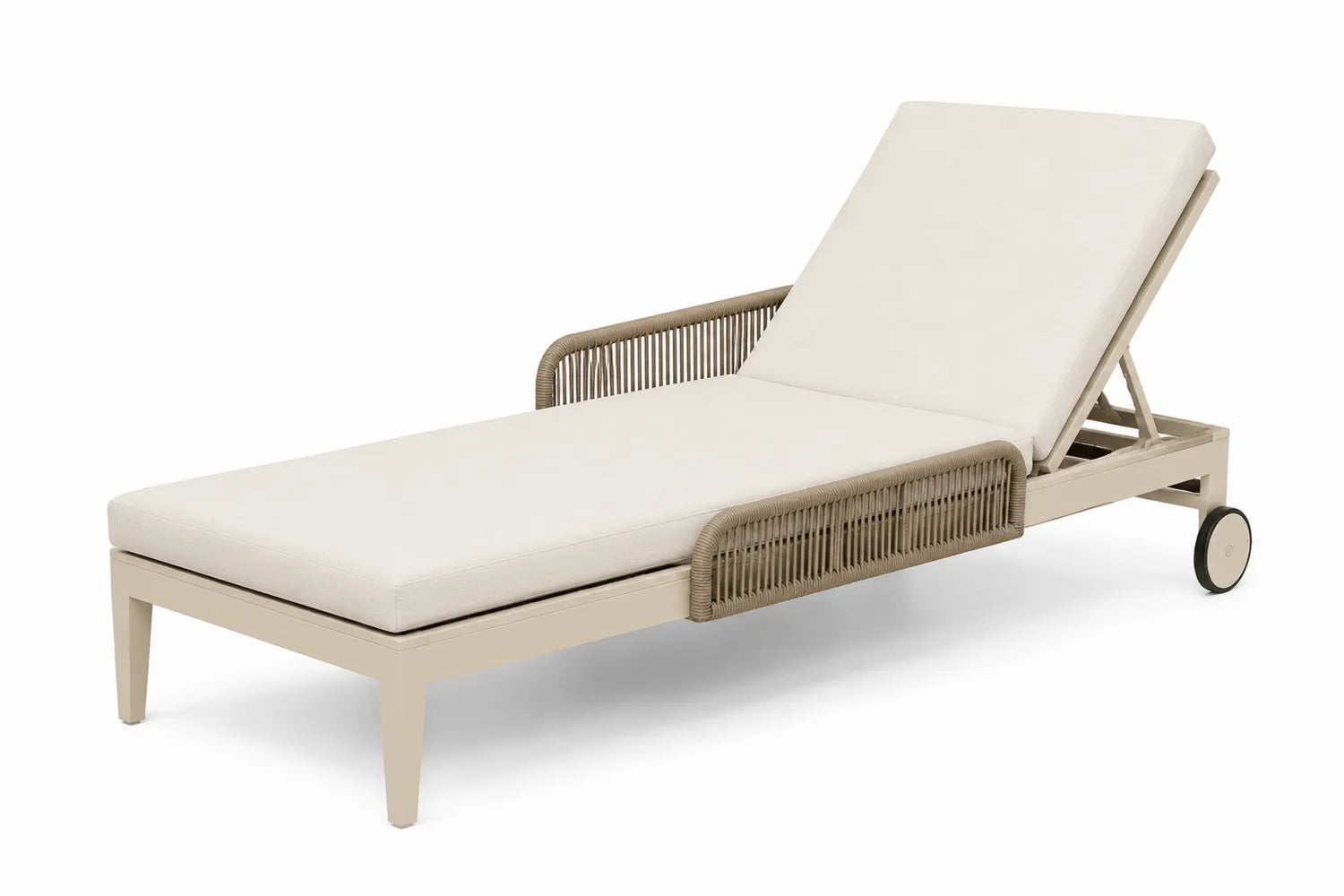 Bain de soleil en aluminium et rotin synthétique Créme