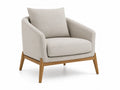 Fauteuil en bois avec revêtement en tissu beige 70x80x85 cm
