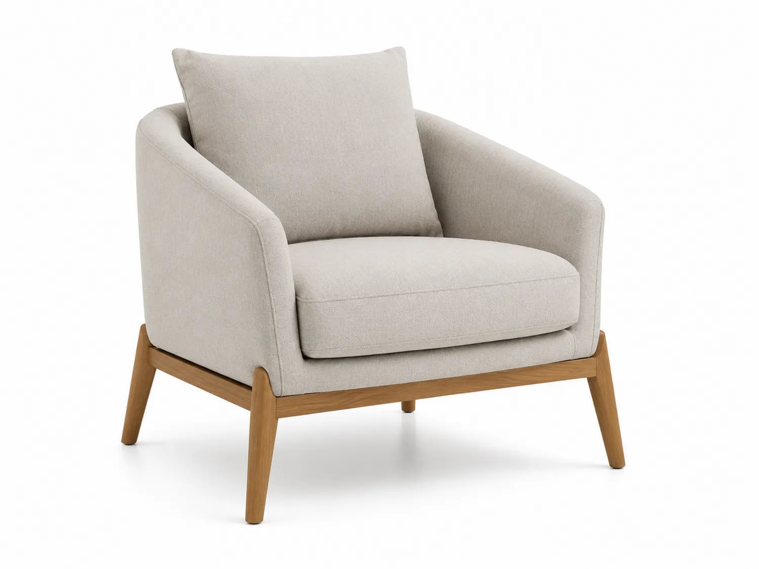 Fauteuil en bois avec revêtement en tissu beige 70x80x85 cm