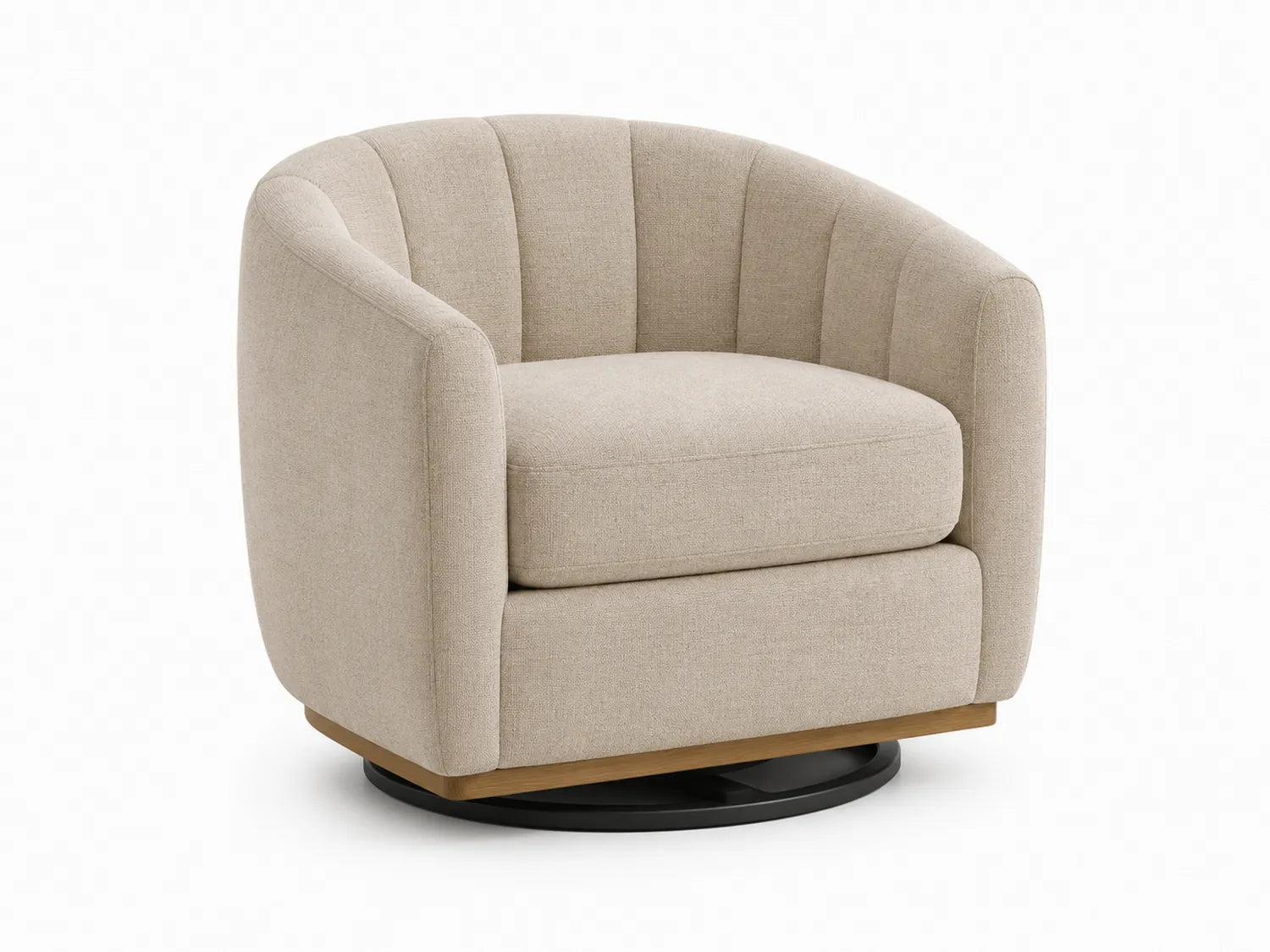 Fauteuil pivotant en tissu beige