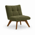 Fauteuil en bois et tissu bouclé vert
