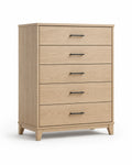 Commode en bois avec 5 tiroirs Bois clair 100x40x120 cm