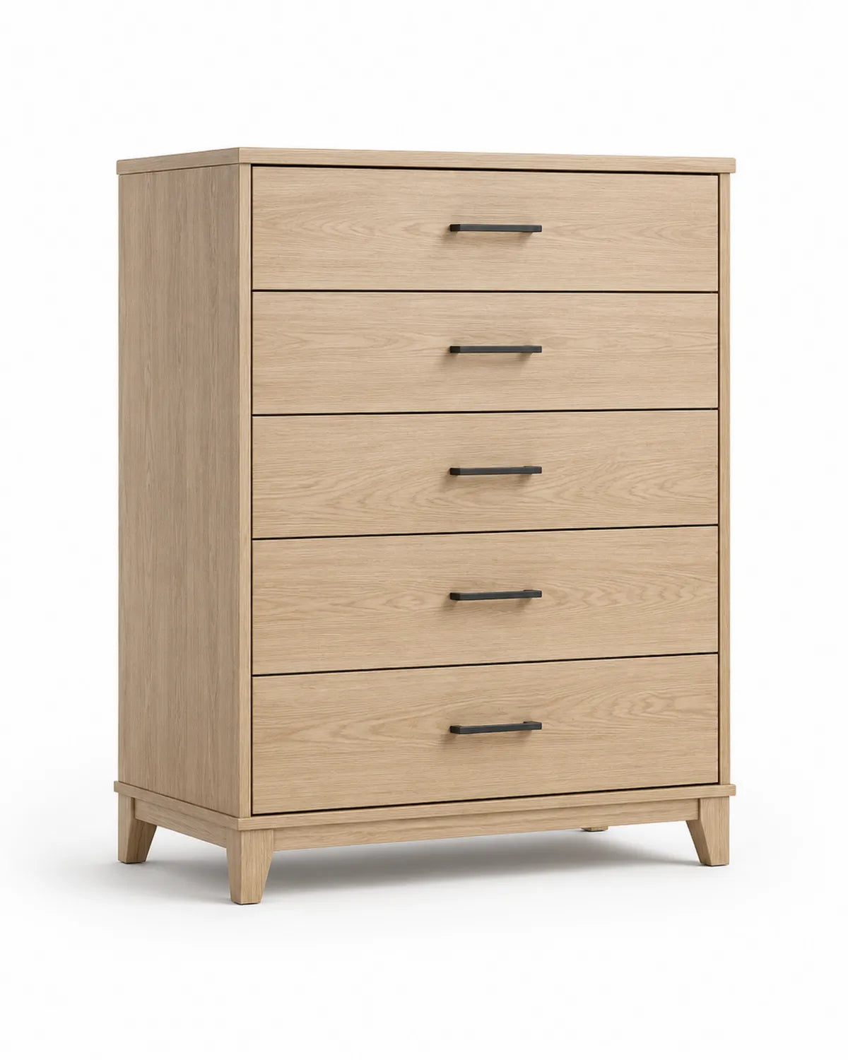 Commode en bois avec 5 tiroirs Bois clair 100x40x120 cm