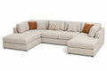 Canapé d'angle modulable en lin Beige avec méridiennes