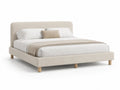 Lit double en tissu avec pieds en bois 200x160 cm