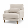 Fauteuil en tissu avec accoudoirs et pieds en bois