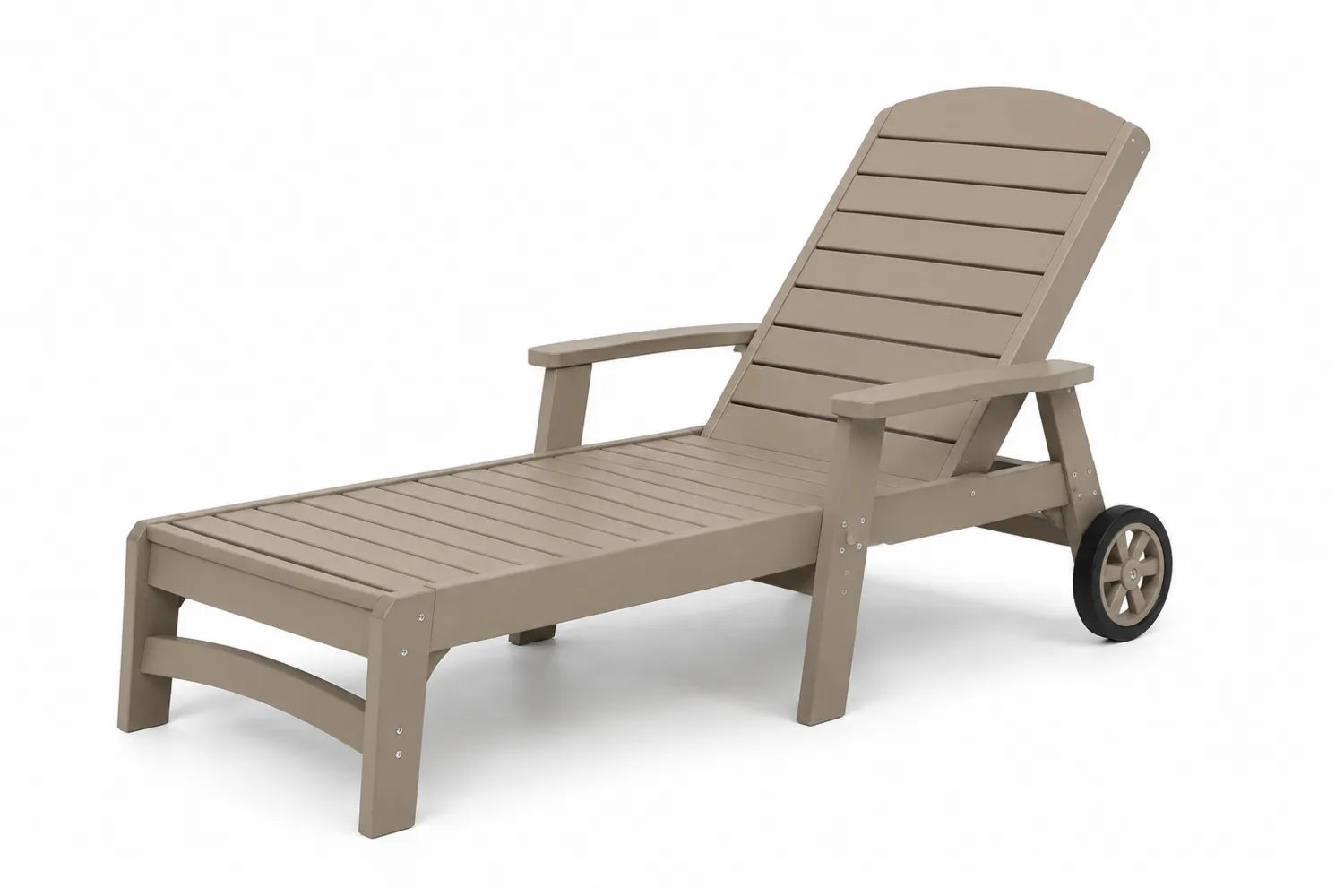 Chaise longue de jardin en plastique marron avec roues
