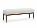 Banc rectangulaire en tissu polyester Beige et bois de hêtre 120x40x45 cm