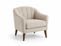 Fauteuil en tissu polyester beige pieds en bois
