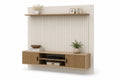 Meuble TV mural en bois et étagère intégrée 160x30x180 cm