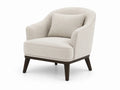 Fauteuil en tissu polyester beige avec pieds en bois