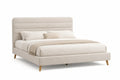 Lit double en tissu avec tête de lit et pieds en bois 200x160 cm