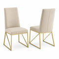 Ensemble de chaises de salle à manger en métal doré avec revêtement en similicuir beige