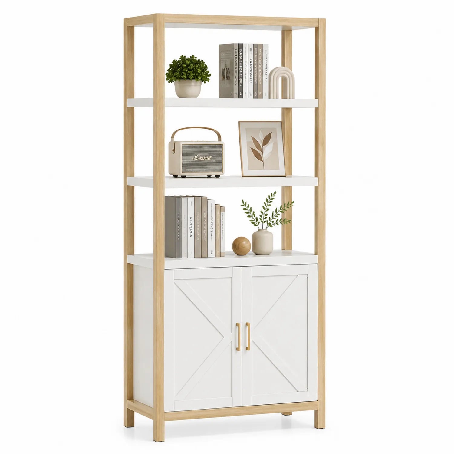 Bibliothèque en bois massif et MDF blanc 180x80x30 cm
