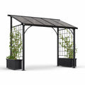 Pergola en aluminium avec treillis et jardinières pour plantes gris