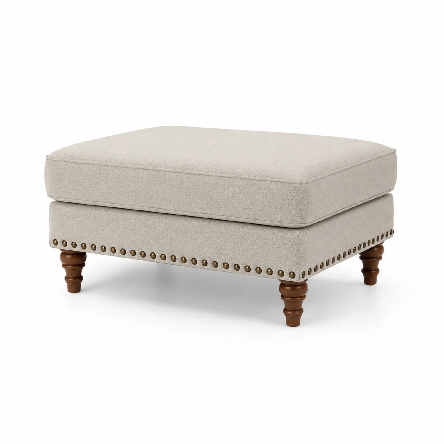 Repose-pieds en tissu lin avec structure en bois