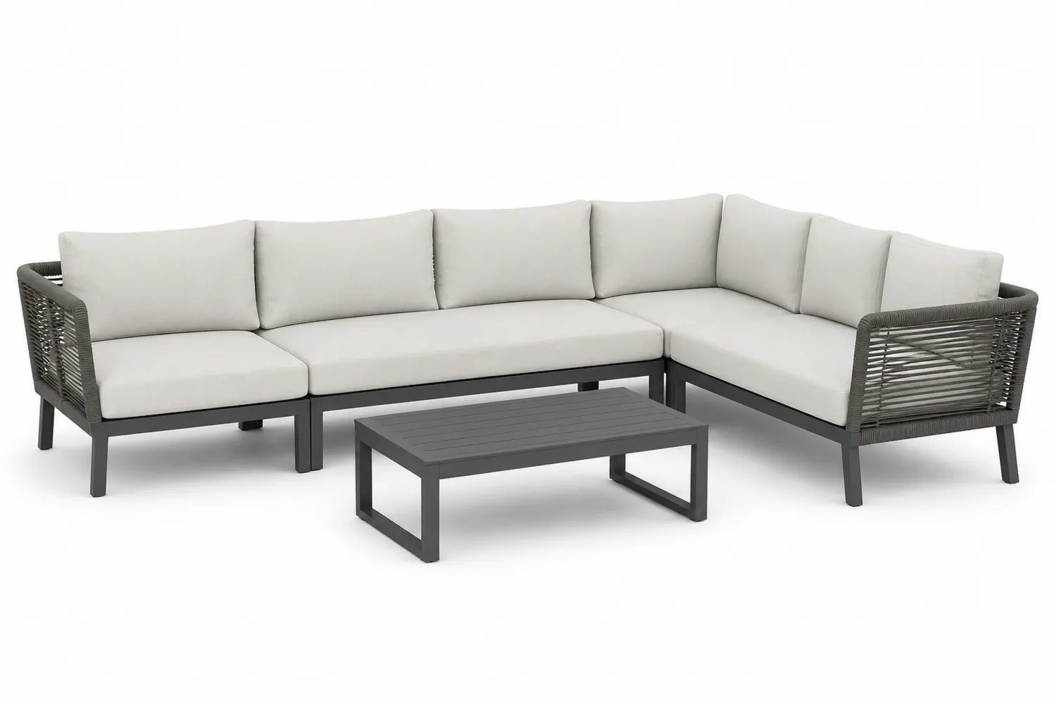 Canapé d'angle extérieur en aluminium avec coussins en polyester 280x280 cm
