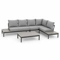 Canapé d'angle d'extérieur en aluminium gris 4 pièces