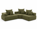 Canapé modulable en tissu bouclé vert 3 pièces