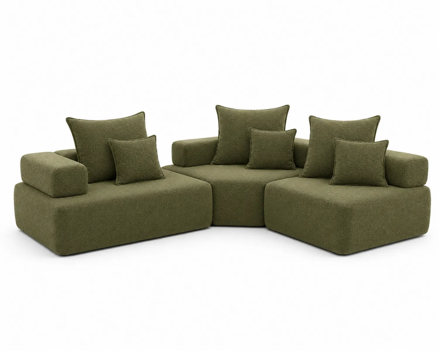 Canapé modulable en tissu bouclé vert 3 pièces