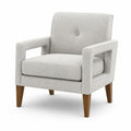 Fauteuil en tissu gris clair avec pieds en bois