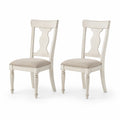 Set de 2 chaises en bois massif avec assise en tissu Beige