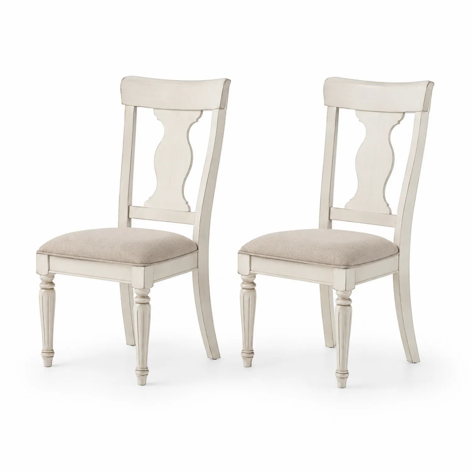 Set de 2 chaises en bois massif avec assise en tissu Beige