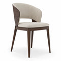 Chaise en bois et tissu beige avec dossier courbé