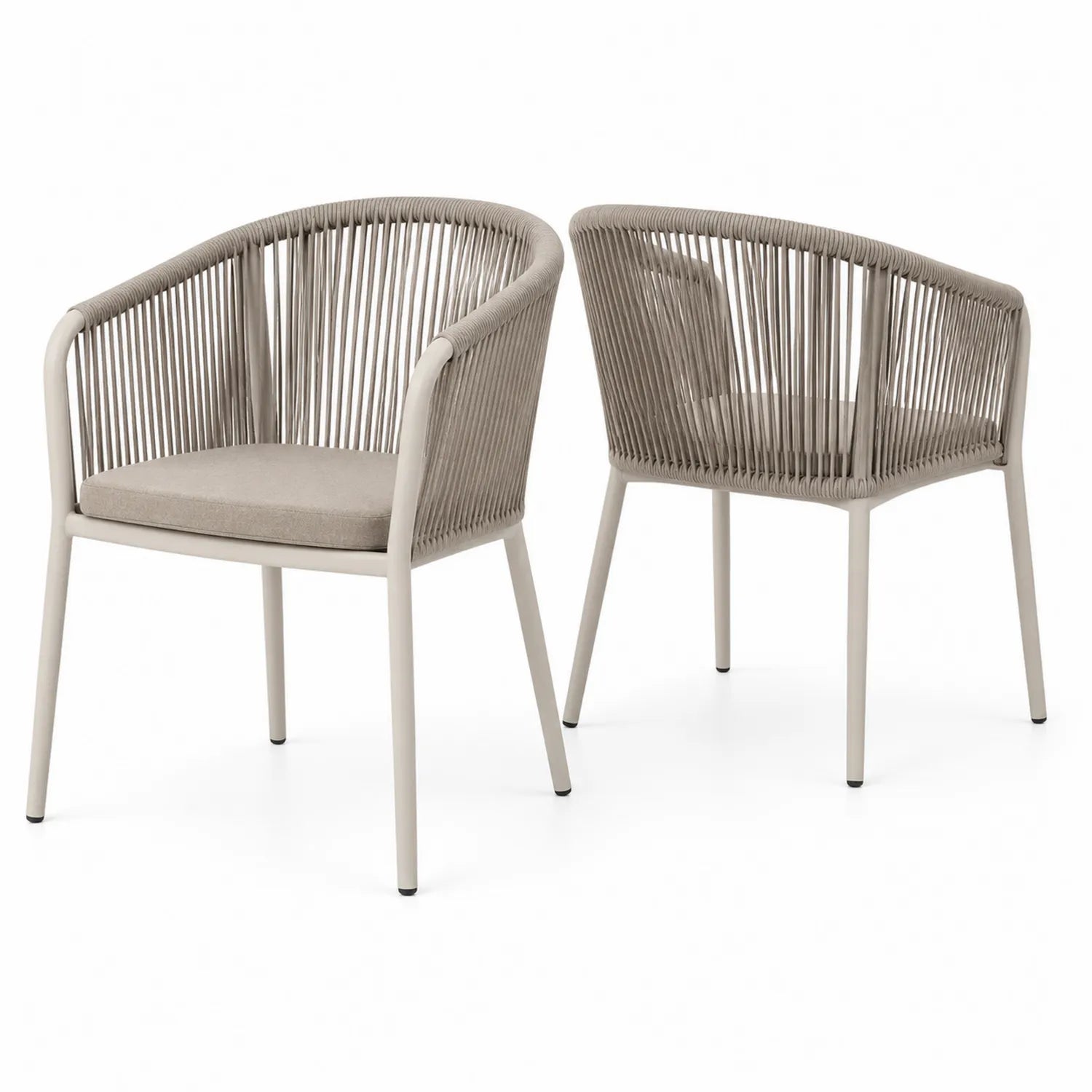 Ensemble de 2 chaises de jardin en aluminium et corde