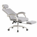Chaise de bureau inclinable en métal avec repose-pieds en tissu polyester gris