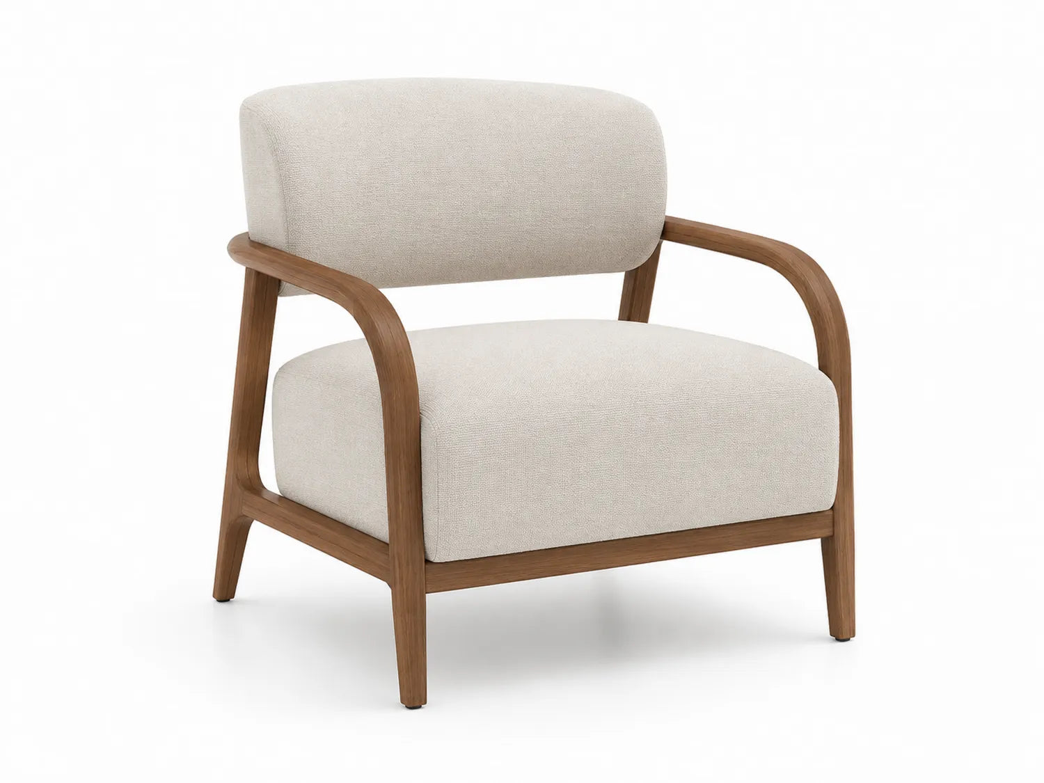 Fauteuil en tissu avec cadre en bois chêne beige