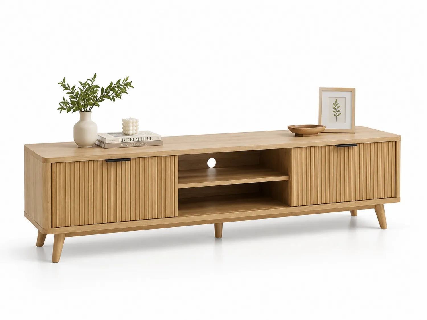 Meuble TV rectangulaire en bois couleur chêne