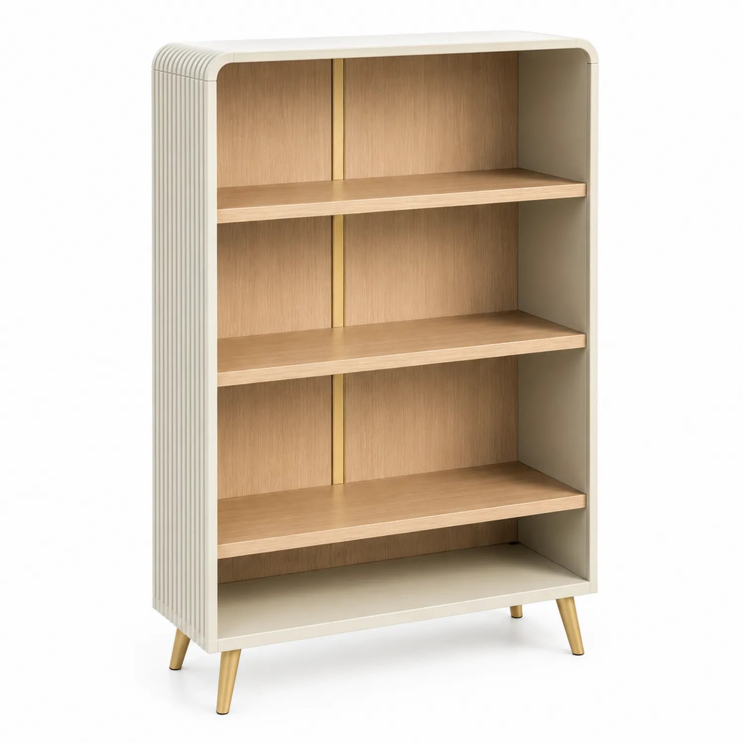 Bibliothèque en MDF avec étagères beige et chêne clair 80x30x150 cm