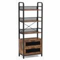 Étagère en bois et métal avec 2 tiroirs marron/noir