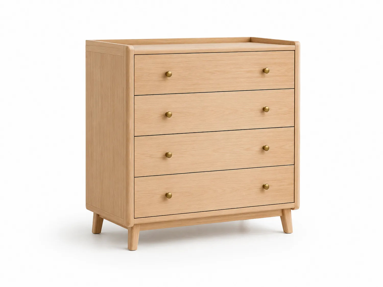 Commode en bois avec 4 tiroirs Chêne Clair