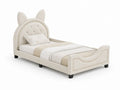 Lit Enfant Oreilles de Chat en Similicuir Blanc 90x200 cm