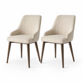 Lot de 2 chaises en bois avec revêtement en tissu beige