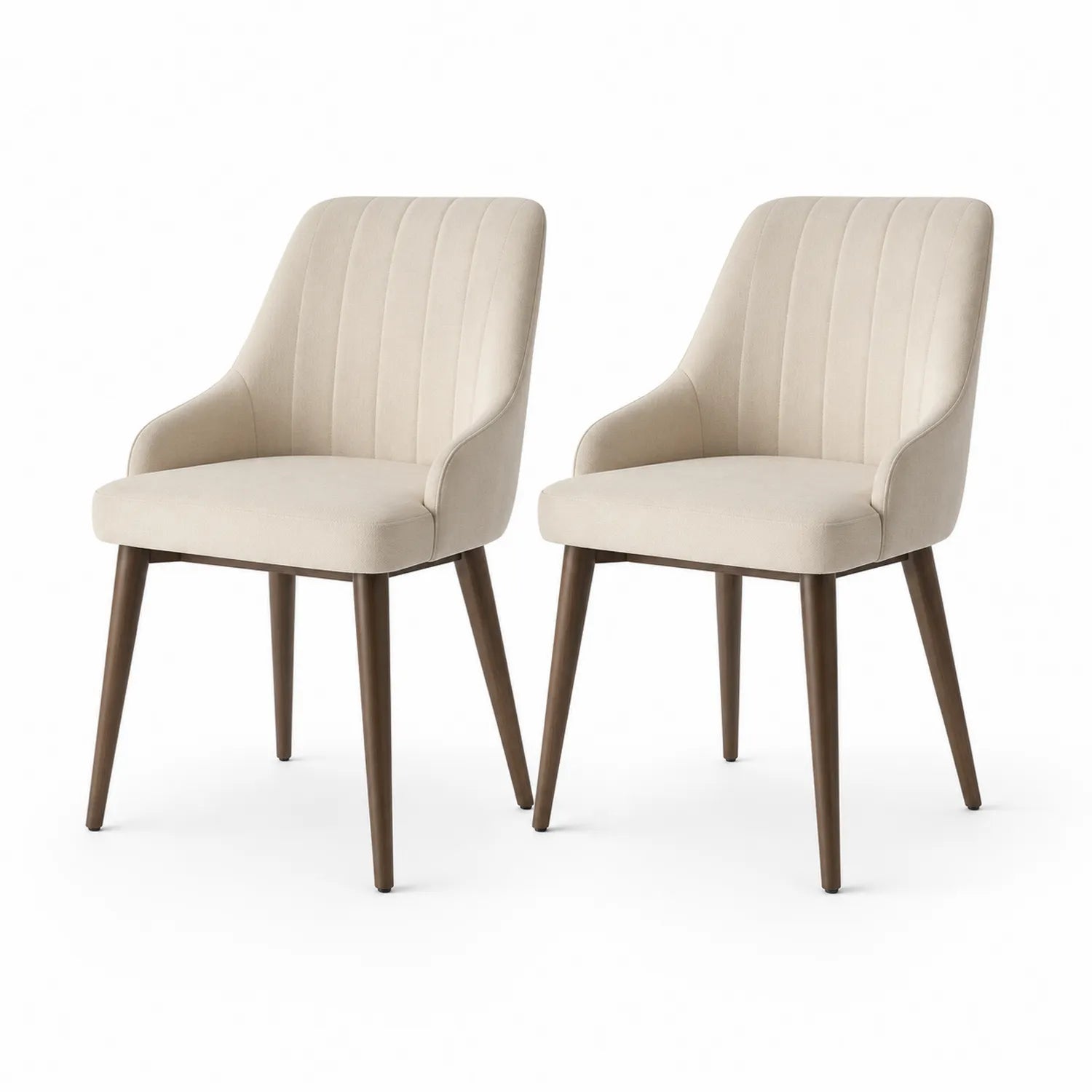 Lot de 2 chaises en bois avec revêtement en tissu beige